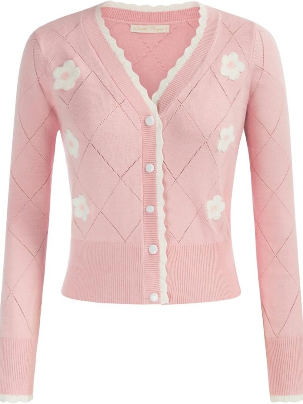 Chic Long Sleeve Button Down V-Neck Cropped Cardigan Sweater for Women